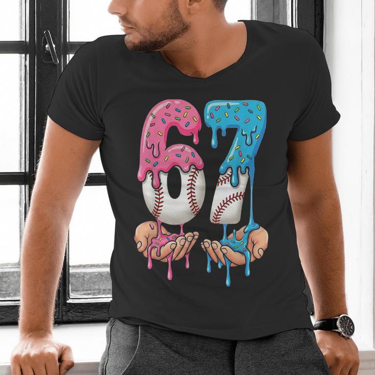 Baseball Ice Cream Drip 67 Hands Six Seven Boys Men's V-Neck T-Shirt