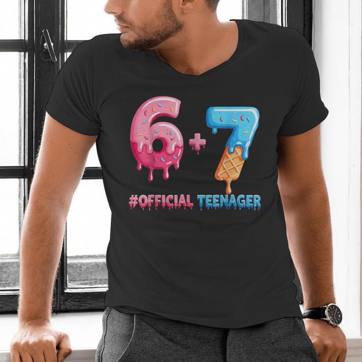 Baseball Ice Cream Drip 67 Official Teenager 13th Birthday Men's V-Neck T-Shirt Baseball Ice Cream Drip 67 Official Teenager 13th Birthday Men's V-Neck T-Shirt