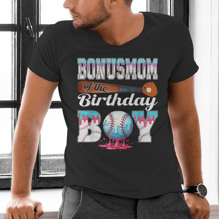 Baseball Ice Cream Drip Bonus Mom Of The Birthday Boy Men's V-Neck T-Shirt Baseball Ice Cream Drip Bonus Mom Of The Birthday Boy Men's V-Neck T-Shirt