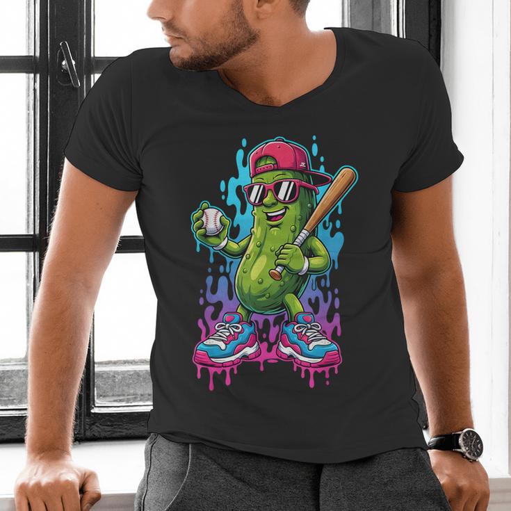 Baseball Ice Cream Drip Boys And Girls Batter Game Day Men's V-Neck T-Shirt