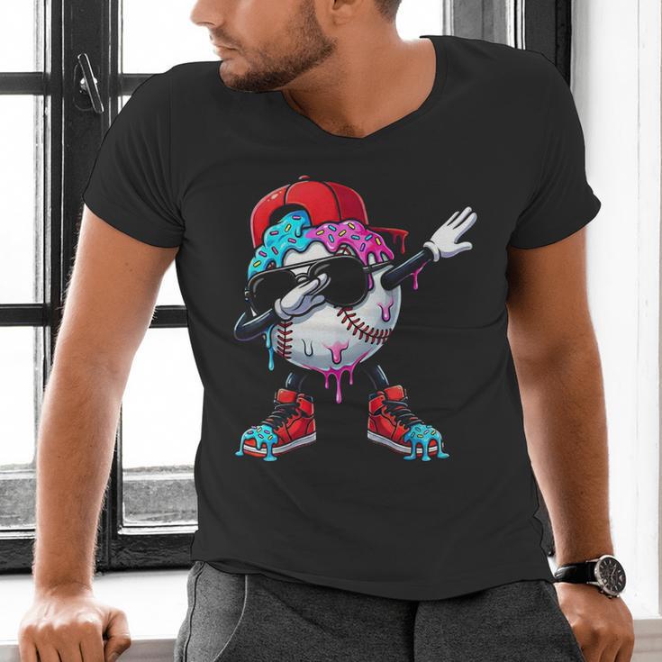 Baseball Ice Cream Drip Dabbing Sports Sprinkles For Boys Men's V-Neck T-Shirt Baseball Ice Cream Drip Dabbing Sports Sprinkles For Boys Men's V-Neck T-Shirt