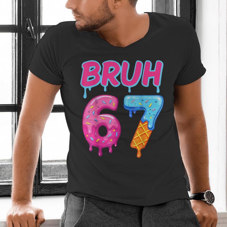 Baseball Ice Cream Drip Number 67 Player Or 67th Birthday Men's V-Neck T-Shirt Baseball Ice Cream Drip Number 67 Player Or 67th Birthday Men's V-Neck T-Shirt