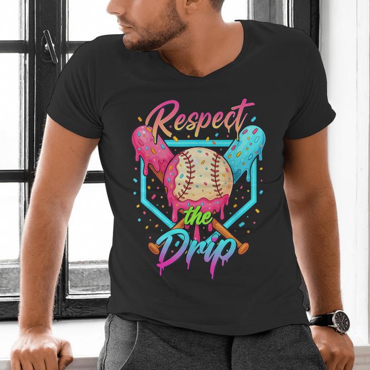 Baseball Ice Cream Drip Number 67 Player 67 Respect The Drip Men's V-Neck T-Shirt Baseball Ice Cream Drip Number 67 Player 67 Respect The Drip Men's V-Neck T-Shirt