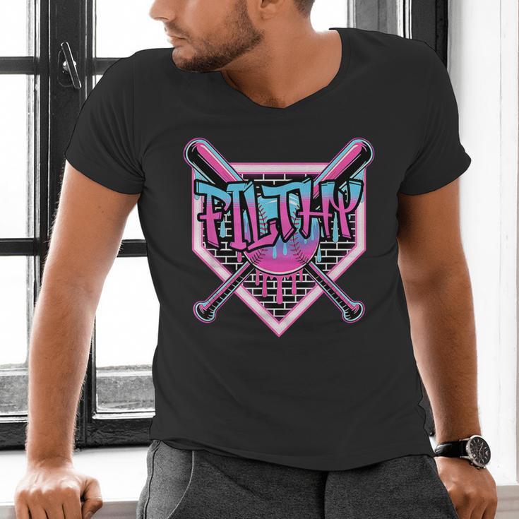 Baseball Ice Cream Drip Pitcher Filthy Men's V-Neck T-Shirt