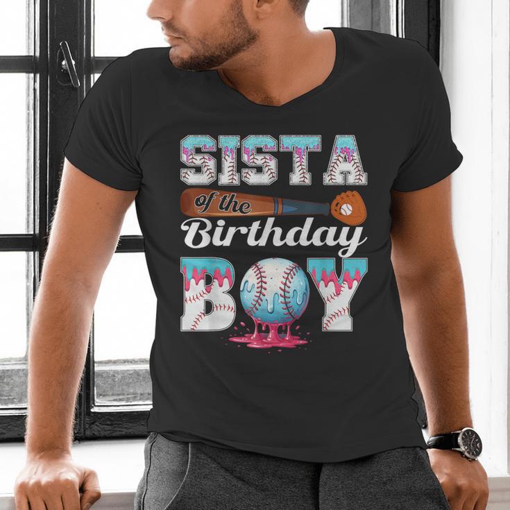 Baseball Ice Cream Drip Sista Of The Birthday Boy Men's V-Neck T-Shirt Baseball Ice Cream Drip Sista Of The Birthday Boy Men's V-Neck T-Shirt