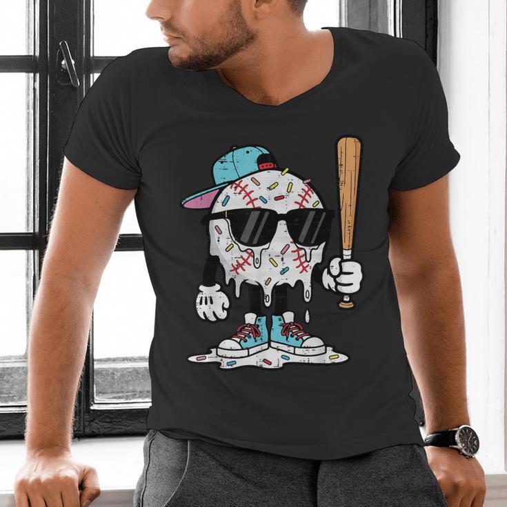 Baseball Ice Cream Drip Sports Boys Kids Youth Men Men's V-Neck T-Shirt Baseball Ice Cream Drip Sports Boys Kids Youth Men Men's V-Neck T-Shirt