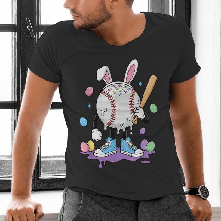 Baseball Ice Cream Drip Youth Boys Cute Easter Sports Men's V-Neck T-Shirt