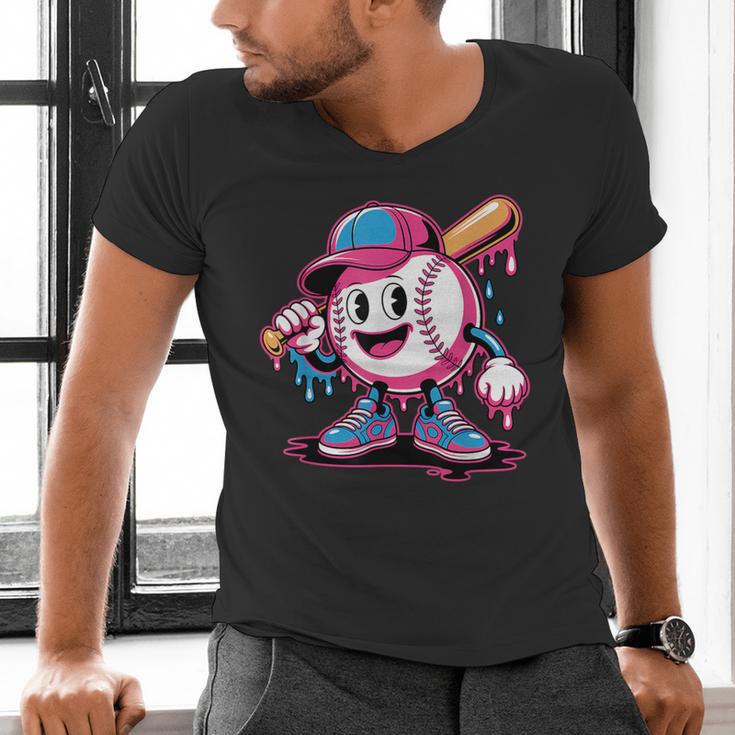 Baseball Ice Cream Shirt Cool Baseball Drip For Boys Men's V-Neck T-Shirt