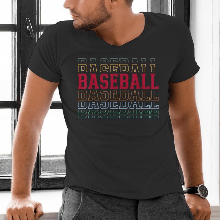 Baseball Layered Text Team Player Coach Youth Men's V-Neck T-Shirt Baseball Layered Text Team Player Coach Youth Men's V-Neck T-Shirt