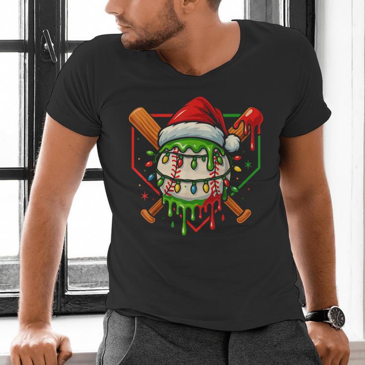 Baseball Lifestyle Apparel Youth Christmas Baseball Drip Men's V-Neck T-Shirt Baseball Lifestyle Apparel Youth Christmas Baseball Drip Men's V-Neck T-Shirt