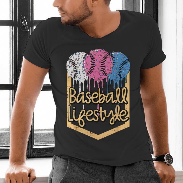 Baseball Lifestyle Ball Sprinkles Drip Boys Kids Men Teen Men's V-Neck T-Shirt Baseball Lifestyle Ball Sprinkles Drip Boys Kids Men Teen Men's V-Neck T-Shirt