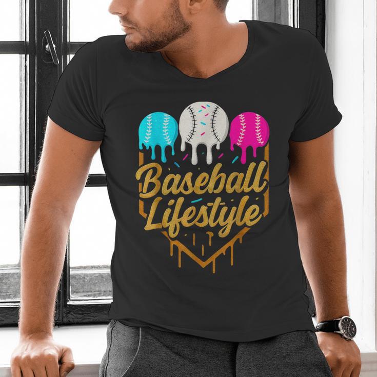 Baseball Lifestyle Baseball Drip Icecream Men's V-Neck T-Shirt