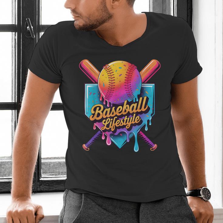 Baseball Lifestyle Drip Icecream Men's V-Neck T-Shirt