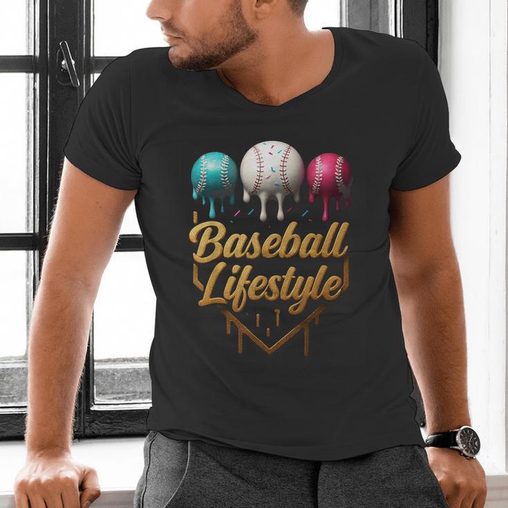 Baseball Lifestyle Drip Men's V-Neck T-Shirt Baseball Lifestyle Drip Men's V-Neck T-Shirt