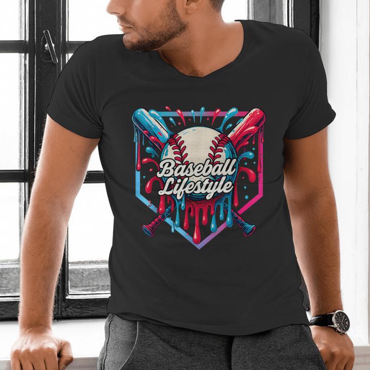 Baseball Lifestyle Shirt Youth Baseball Drip Icecream Boys Men's V-Neck T-Shirt