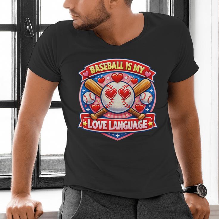 Baseball Is My Love Language Valentine Men's V-Neck T-Shirt