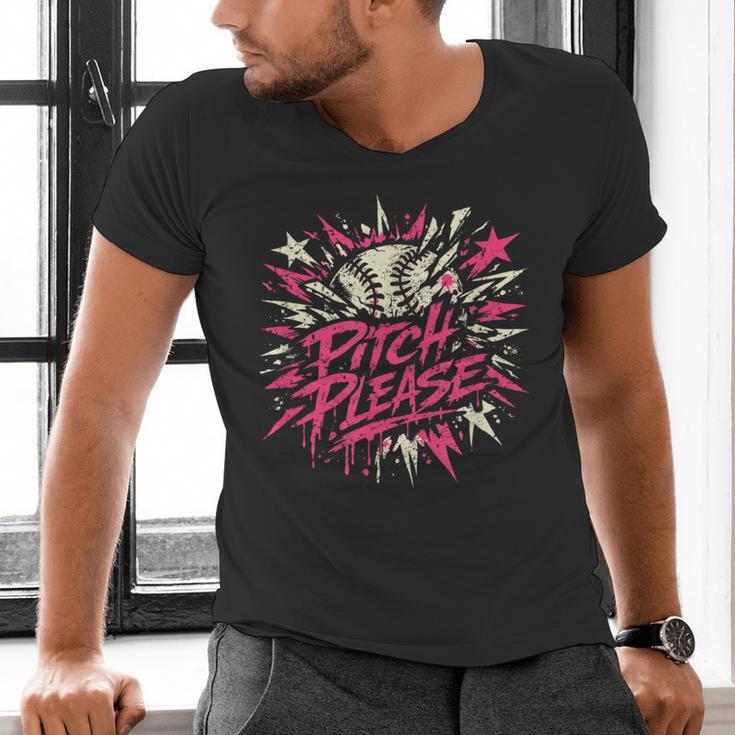 Baseball Phrase With Stars Men's V-Neck T-Shirt Baseball Phrase With Stars Men's V-Neck T-Shirt