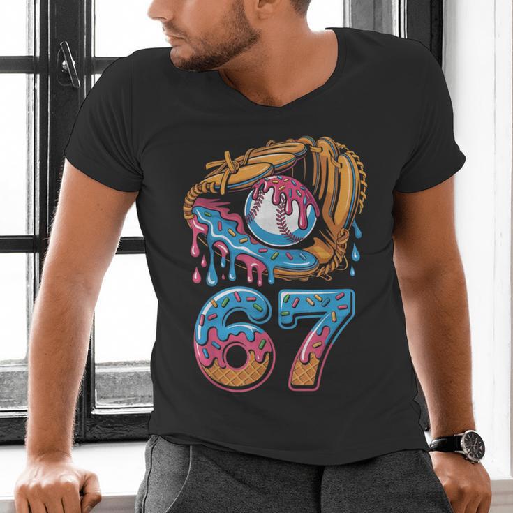 Baseball Player 67 Number 67th Sports Ice Cream Drip Men's V-Neck T-Shirt