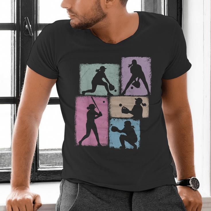 Baseball Player Collage Women Kids Coach Youth Girl Men's V-Neck T-Shirt Baseball Player Collage Women Kids Coach Youth Girl Men's V-Neck T-Shirt