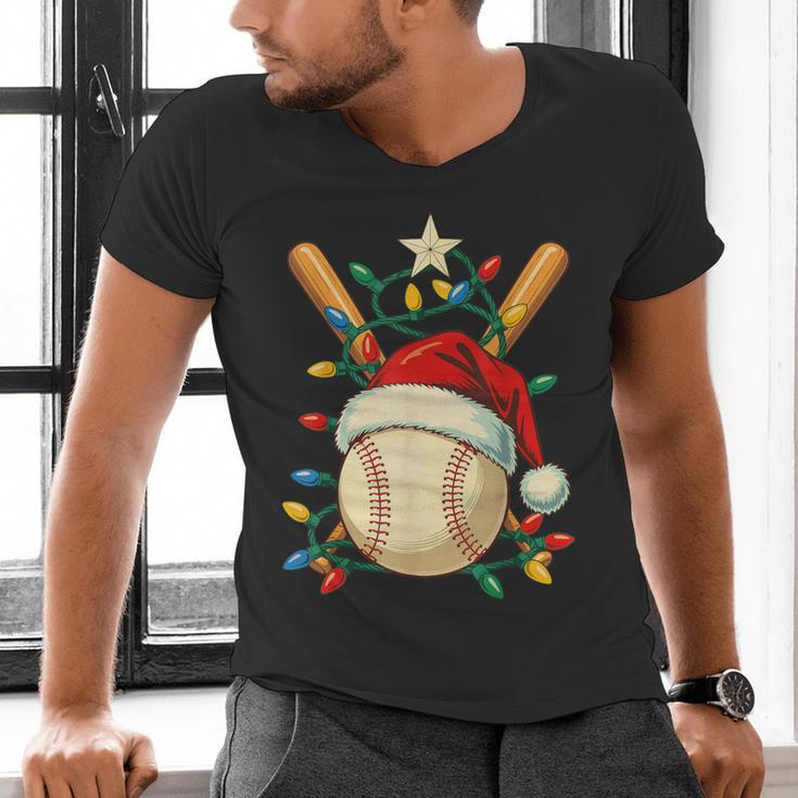 Baseball Santa Christmas Ball Baseball Lover Player Boys Men's V-Neck T-Shirt Baseball Santa Christmas Ball Baseball Lover Player Boys Men's V-Neck T-Shirt