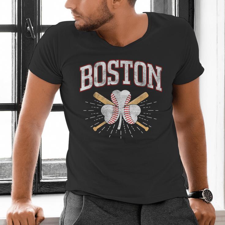 Baseball Shamrock Boston Massachusetts St Patrick’s Day Men's V-Neck T-Shirt