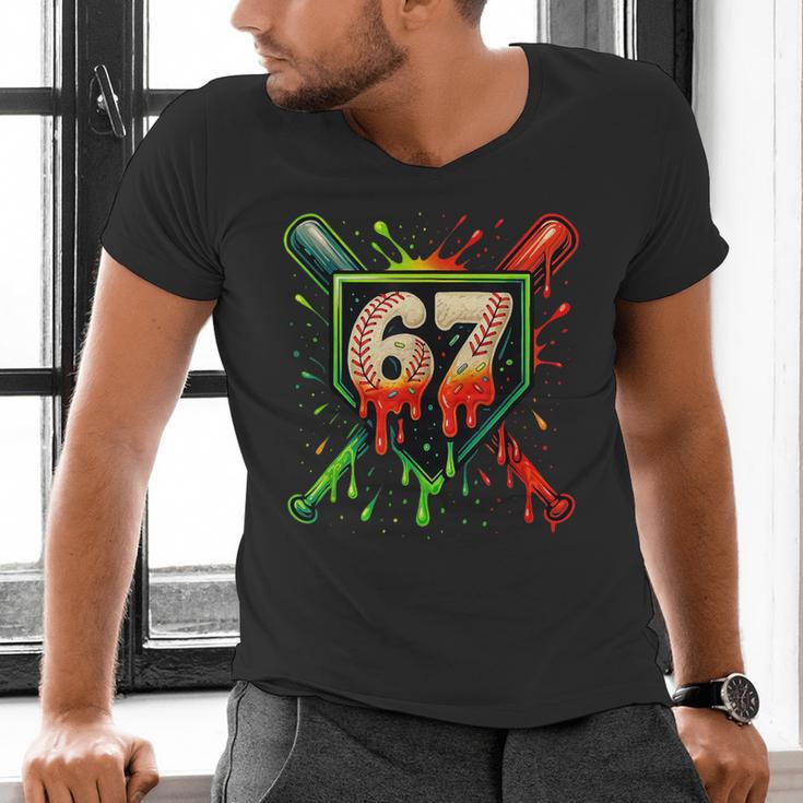 Baseball Six Seven 67 Meme Ice Cream Drip Xmas Men Women Men's V-Neck T-Shirt