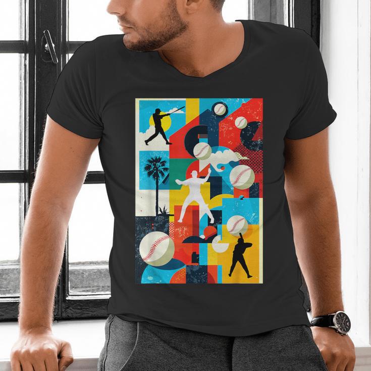 Baseball Strikeout Fastball Strikes Hitter Inning Curveball Men's V-Neck T-Shirt