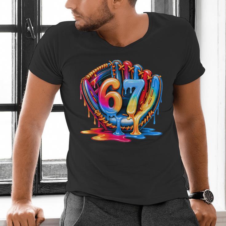 Baseball Stuff Six Seven 67 Ice Cream Drip 6 7 Baseball Kids Men's V-Neck T-Shirt