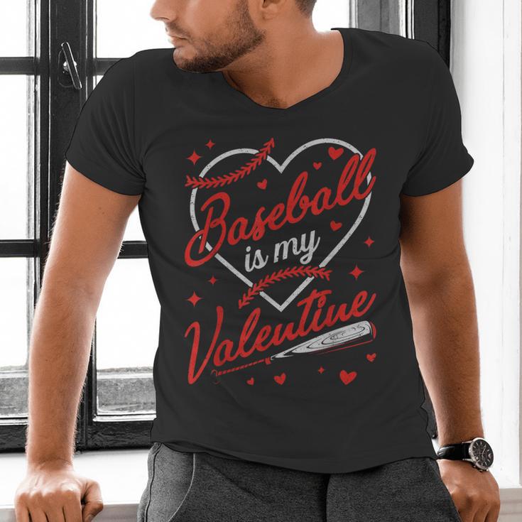 Baseball Is My Valentine Coach Player Lovers Cool Sport Love Men's V-Neck T-Shirt