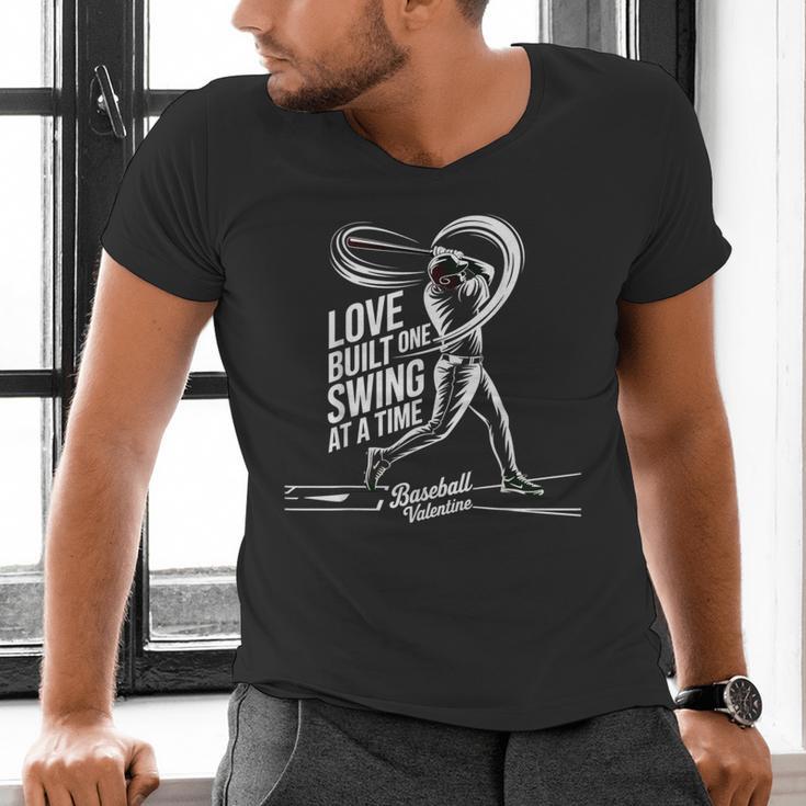 Baseball Valentine Love Built One Swing At A Time Tee Men's V-Neck T-Shirt Baseball Valentine Love Built One Swing At A Time Tee Men's V-Neck T-Shirt