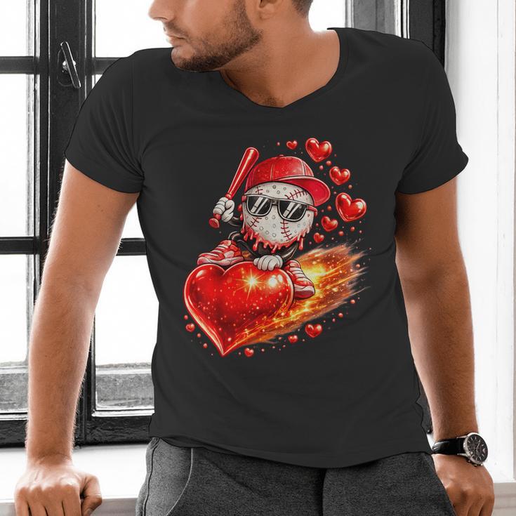 Baseball Valentine's Day Drip Ice Cream Team Men's V-Neck T-Shirt Baseball Valentine's Day Drip Ice Cream Team Men's V-Neck T-Shirt