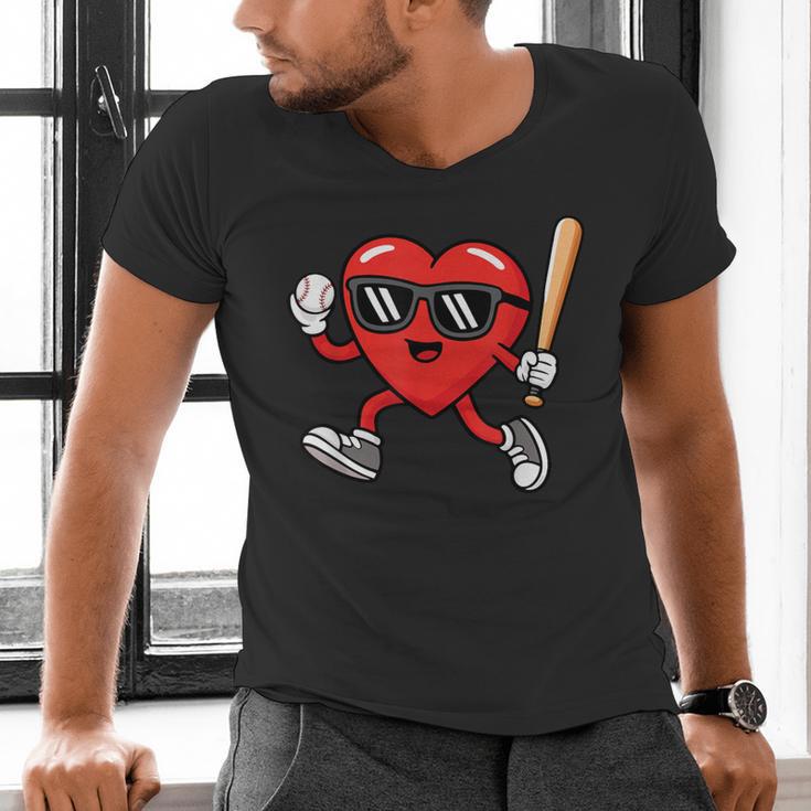 Baseball Valentines Day Heart Boys Sports Love Men's V-Neck T-Shirt