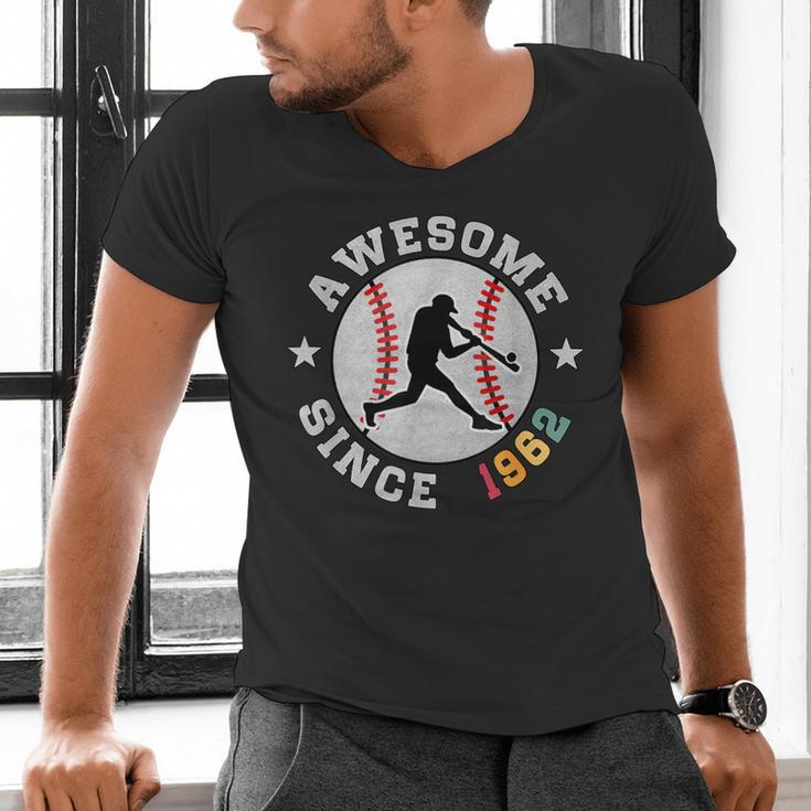 Birthday Baseball Lover 64 Years Old Awesome Since 1962 Men's V-Neck T-Shirt Birthday Baseball Lover 64 Years Old Awesome Since 1962 Men's V-Neck T-Shirt