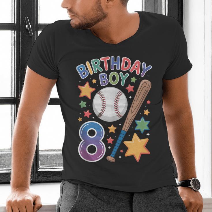 Birthday Boy 8th Birthday Baseball Men's V-Neck T-Shirt Birthday Boy 8th Birthday Baseball Men's V-Neck T-Shirt