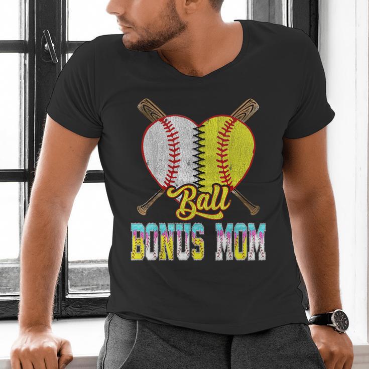 Bonus Mom Of Both Half Baseball Softball Ice Cream Drip Men's V-Neck T-Shirt Bonus Mom Of Both Half Baseball Softball Ice Cream Drip Men's V-Neck T-Shirt