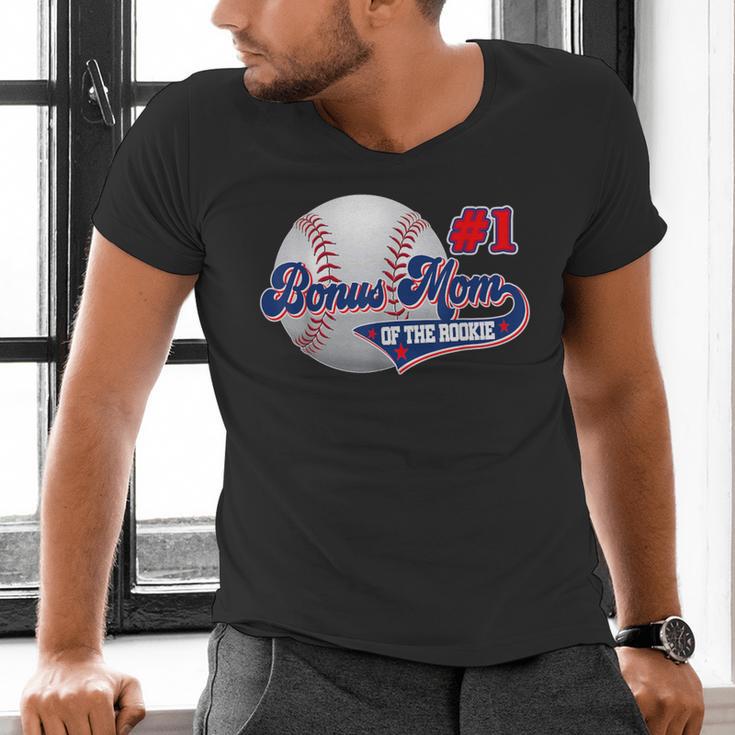 Bonus Mom Rookie Of Year 1st Birthday Baseball Theme Men's V-Neck T-Shirt Bonus Mom Rookie Of Year 1st Birthday Baseball Theme Men's V-Neck T-Shirt
