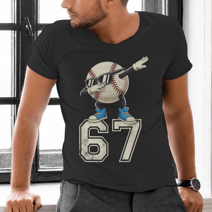 Boys Kids 67 Six Seven Sunglasses Dabbing Baseball Lover Men's V-Neck T-Shirt Boys Kids 67 Six Seven Sunglasses Dabbing Baseball Lover Men's V-Neck T-Shirt