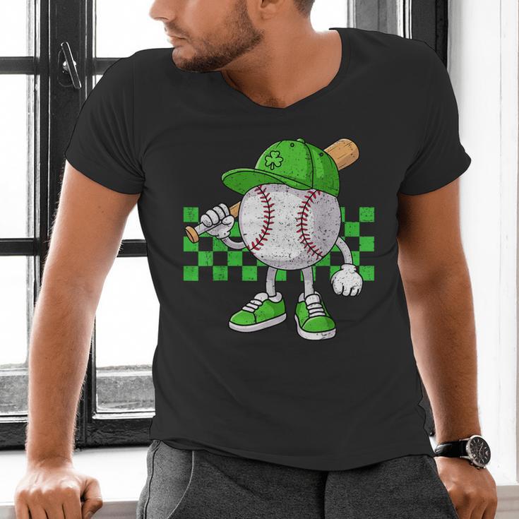 Boys St Patricks Day Baseball Player Pitcher Coach Kids Men's V-Neck T-Shirt Boys St Patricks Day Baseball Player Pitcher Coach Kids Men's V-Neck T-Shirt