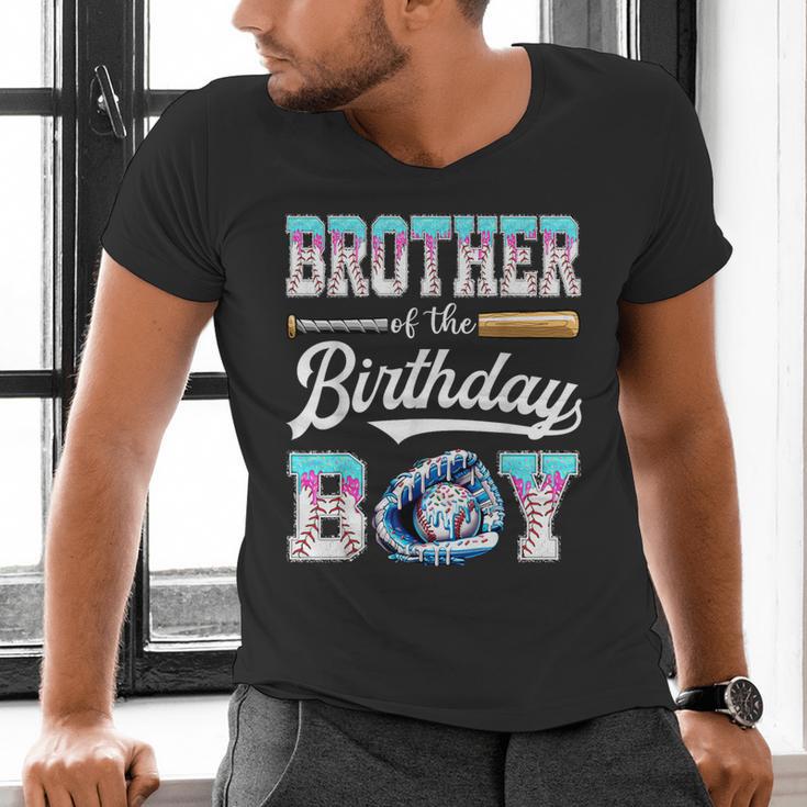Brother Of The Birthday Boy Baseball Ice Cream Drip Matching Men's V-Neck T-Shirt Brother Of The Birthday Boy Baseball Ice Cream Drip Matching Men's V-Neck T-Shirt