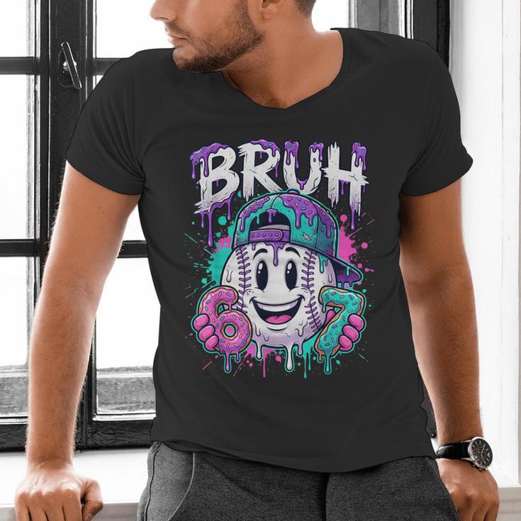 Bruh 67 Baseball Drip Boys Kids Six Seven Meme 6-7 Dripping Men's V-Neck T-Shirt Bruh 67 Baseball Drip Boys Kids Six Seven Meme 6-7 Dripping Men's V-Neck T-Shirt