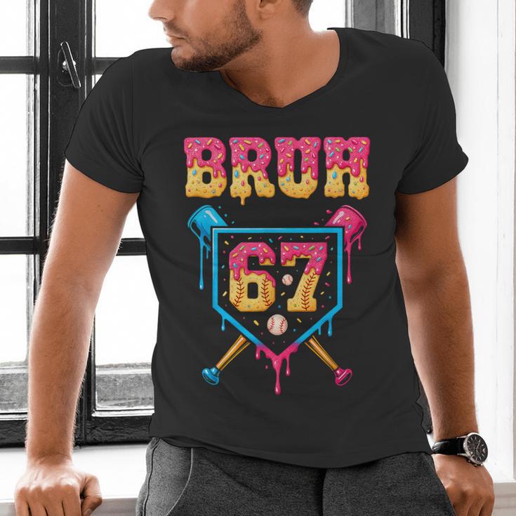 Bruh Baseball Ice Cream Drip Number 67 Player 67th Birthday Men's V-Neck T-Shirt Bruh Baseball Ice Cream Drip Number 67 Player 67th Birthday Men's V-Neck T-Shirt