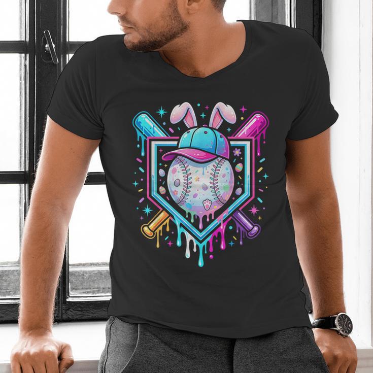 Bunny Baseball Hat With Ice Cream Easter Day Boys Kids Girls Men's V-Neck T-Shirt Bunny Baseball Hat With Ice Cream Easter Day Boys Kids Girls Men's V-Neck T-Shirt