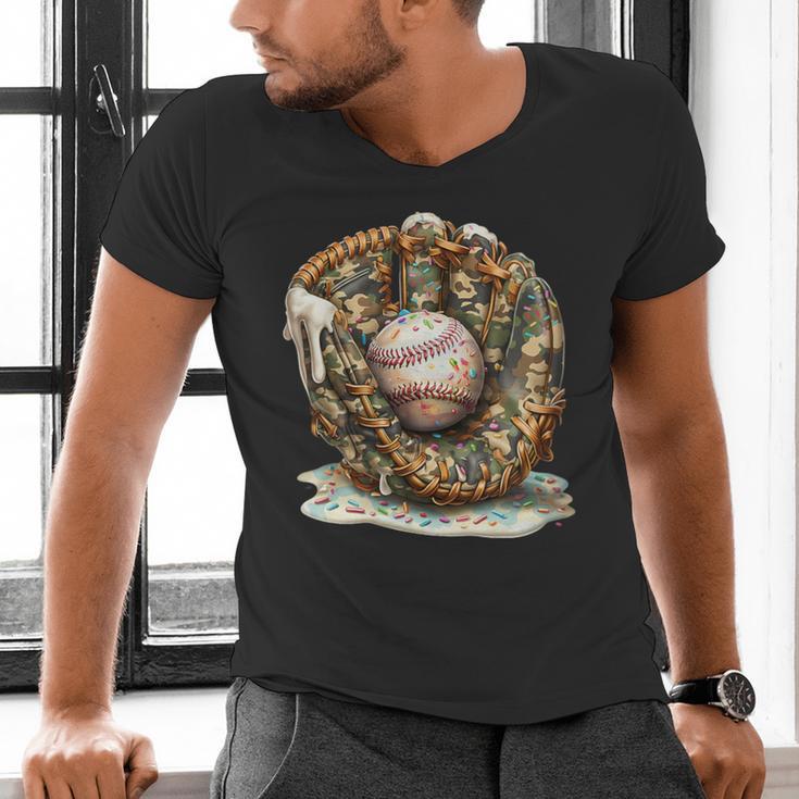 Camo Baseball Gloves Lifestyle 101 Apparel Drip Ice Cream Men's V-Neck T-Shirt