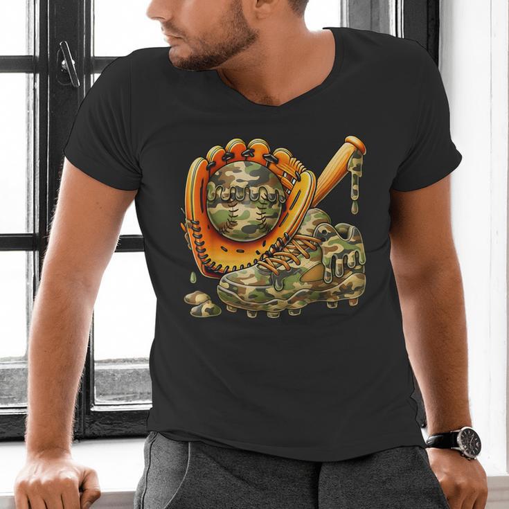 Camo Ice Cream Drip Baseball Stuff Baseball Drip Boys Men's V-Neck T-Shirt Camo Ice Cream Drip Baseball Stuff Baseball Drip Boys Men's V-Neck T-Shirt