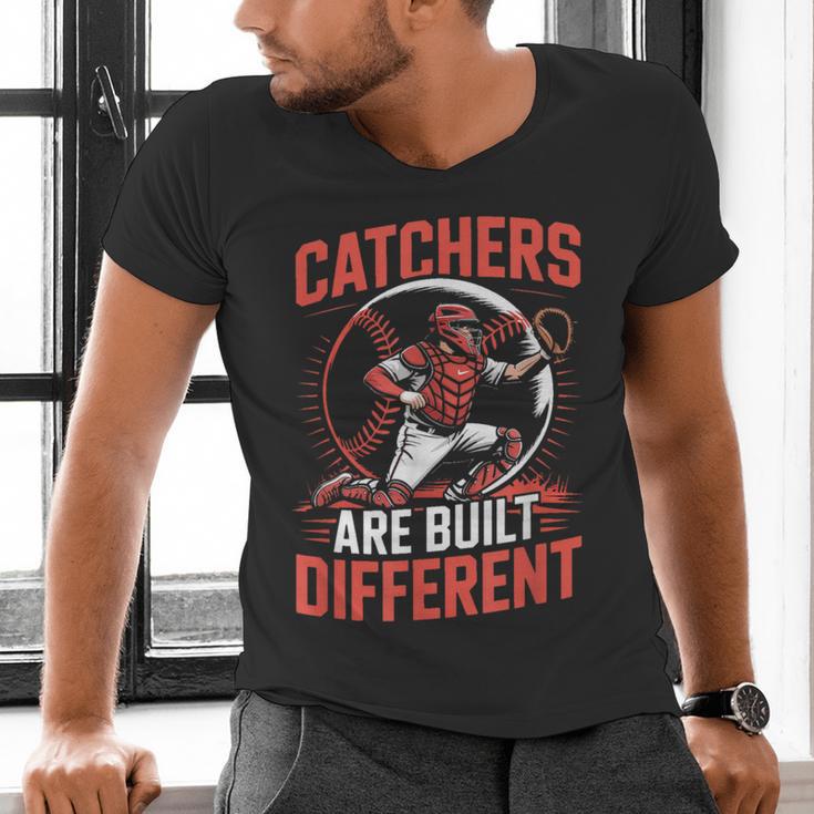 Catchers Are Built Different Baseball Catcher Men's V-Neck T-Shirt