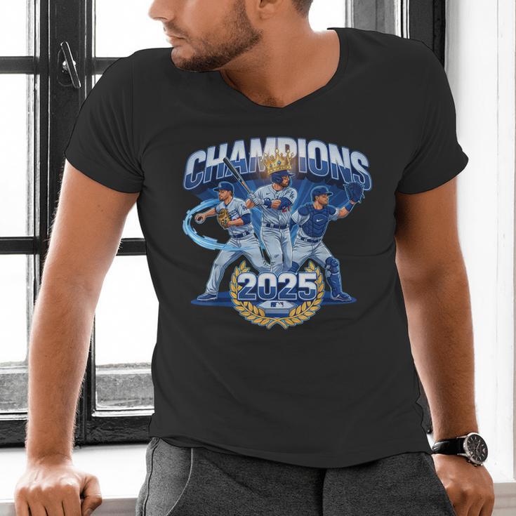 Champions 2025 Baseball Retro Athletic Celebration Theme Men's V-Neck T-Shirt Champions 2025 Baseball Retro Athletic Celebration Theme Men's V-Neck T-Shirt