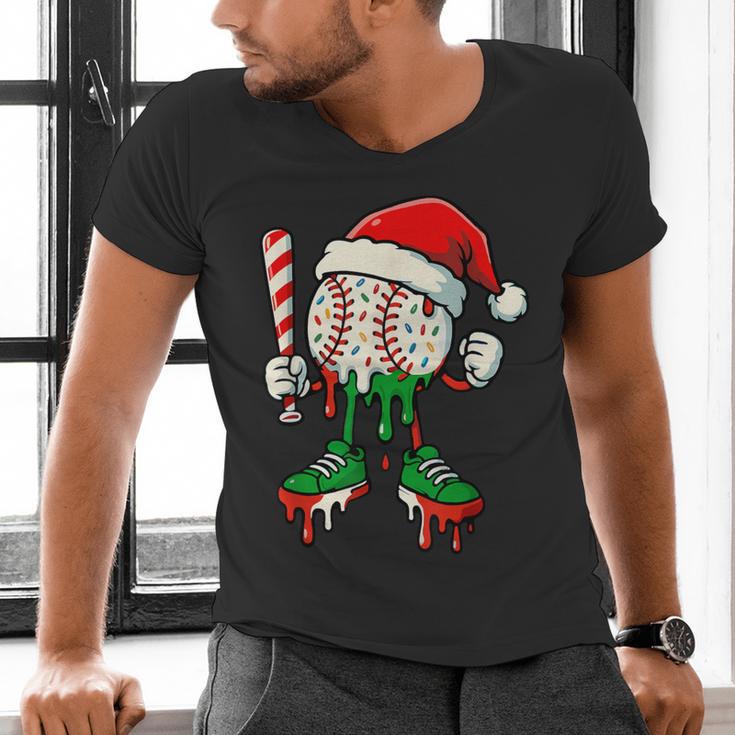 Christmas Baseball Drip For Boys Ice Cream Drip Baseball Men's V-Neck T-Shirt