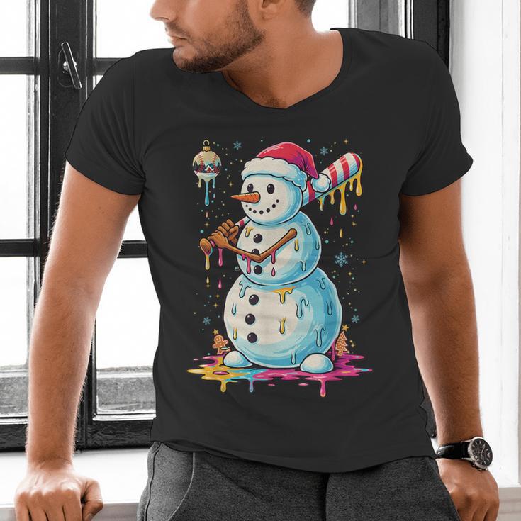 Christmas Baseball Snowman Drip For Boys Men Girls Women Men's V-Neck T-Shirt Christmas Baseball Snowman Drip For Boys Men Girls Women Men's V-Neck T-Shirt