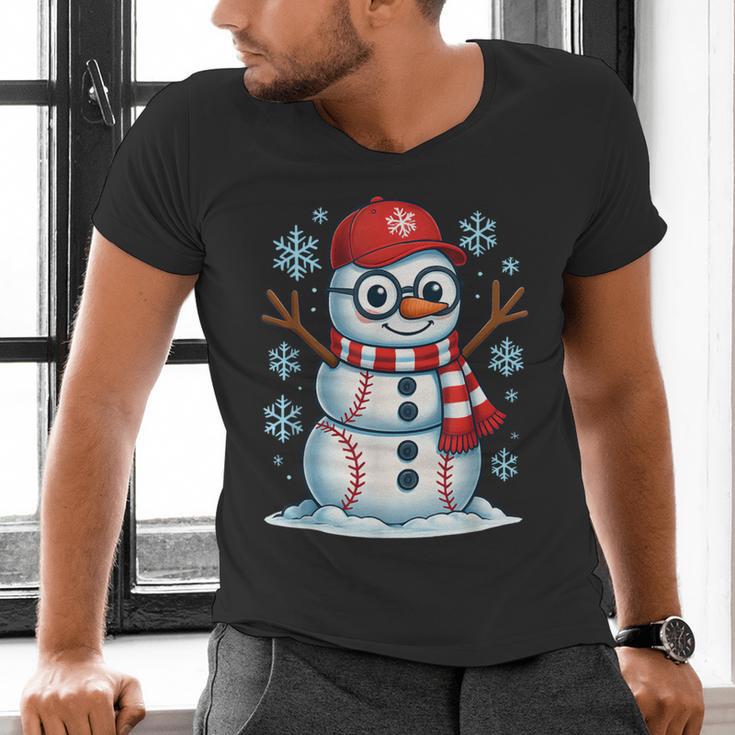 Christmas Baseball Snowman Xmas Pajamas Women Men Boys Men's V-Neck T-Shirt Christmas Baseball Snowman Xmas Pajamas Women Men Boys Men's V-Neck T-Shirt
