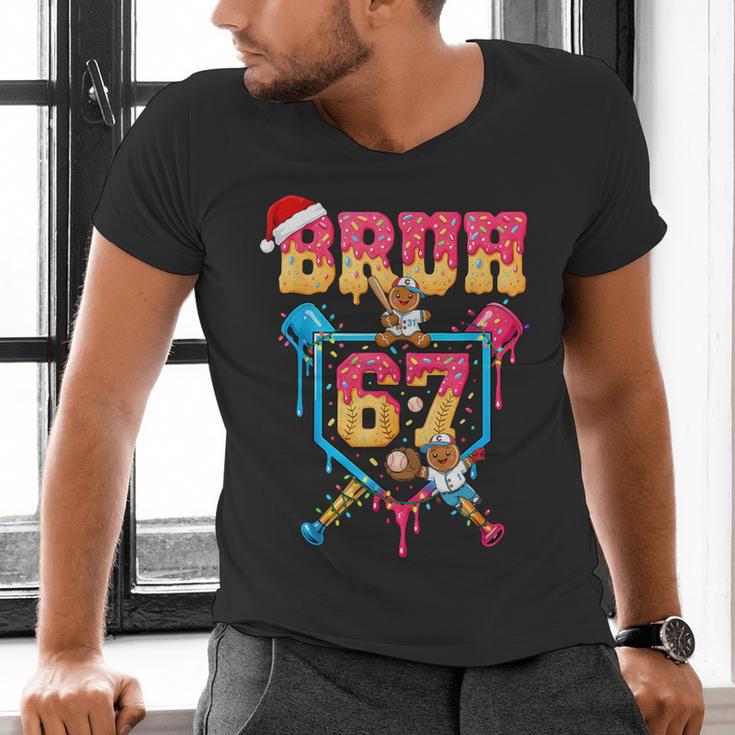 Christmas Gingerbread Bruh 67 Baseball Ice Cream Drip Kids Men's V-Neck T-Shirt Christmas Gingerbread Bruh 67 Baseball Ice Cream Drip Kids Men's V-Neck T-Shirt
